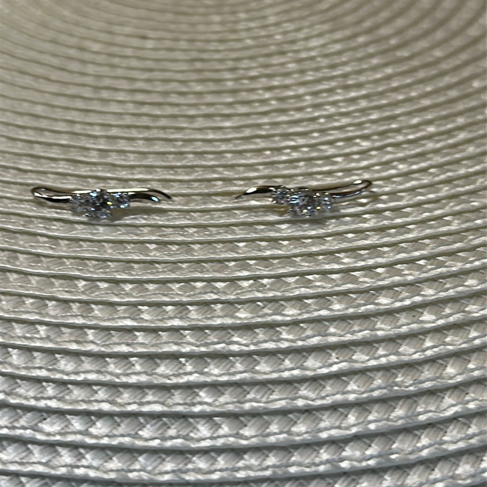 CZ Silver Toned Dangle Earrings
